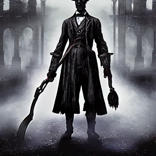 Image similar to abe lincoln. from software. bloodborne