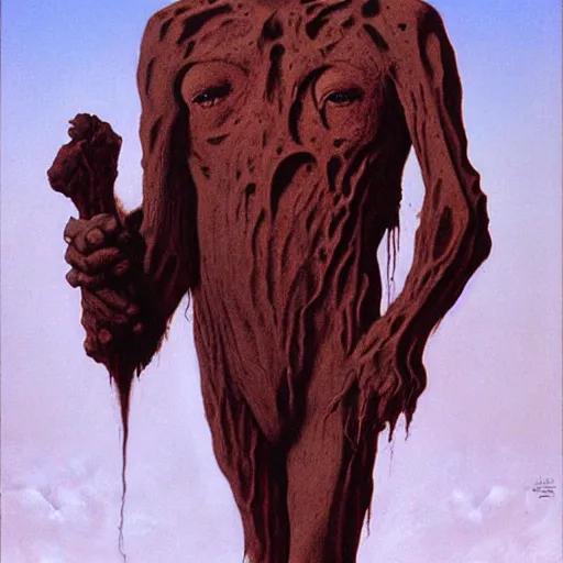 Image similar to desert orc by Zdzisław Beksiński, oil on canvas