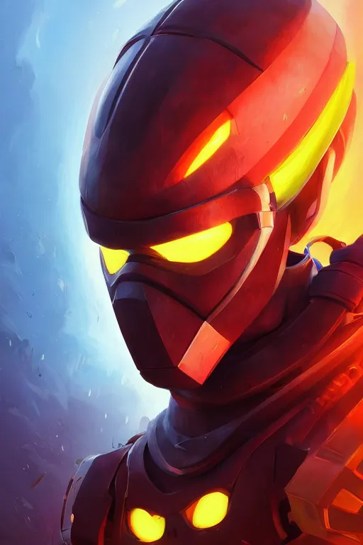 Image similar to epic mask helmet robot ninja portrait stylized as fornite style game design fanart by concept artist gervasio canda, behance hd by jesper ejsing, by rhads, makoto shinkai and lois van baarle, ilya kuvshinov, rossdraws global illumination radiating a glowing aura global illumination ray tracing hdr render in unreal engine 5