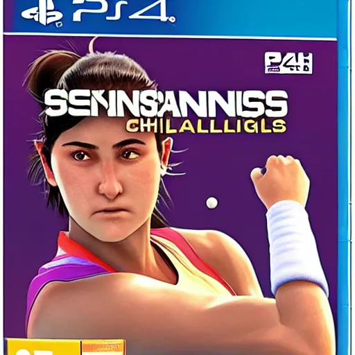 Prompt: video game box art of a ps 4 game called bianca andreescu's tennis challenge, 4 k, highly detailed cover art.