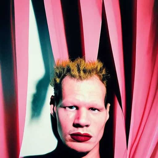 Prompt: chris morris, portrait, fashion photography, 3 5 mm film, by david bailey, mariko mori, davide sorrenti