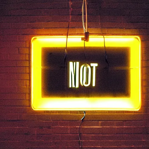 Image similar to a photo of a giant, neon sign that says no