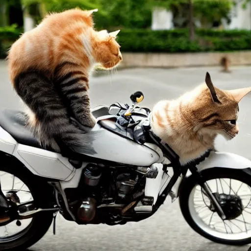 Image similar to A cat riding a motorcycle