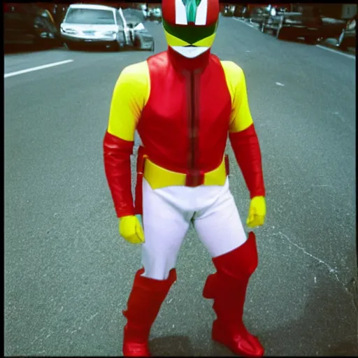 Image similar to lawrence fishburne as the traffic light power ranger, digital photography, highly detailed