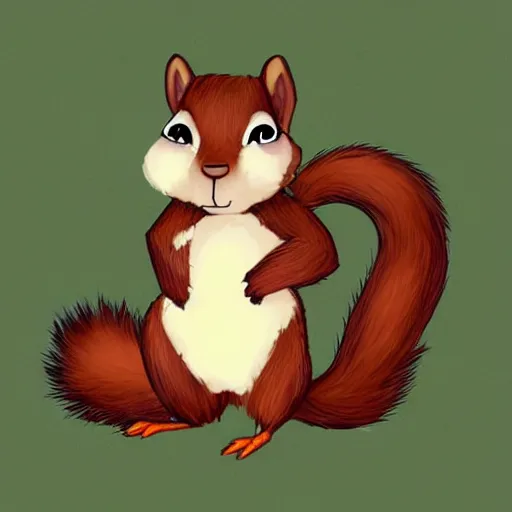 Prompt: a cute squirrel whit fluffy fur drawn concept art