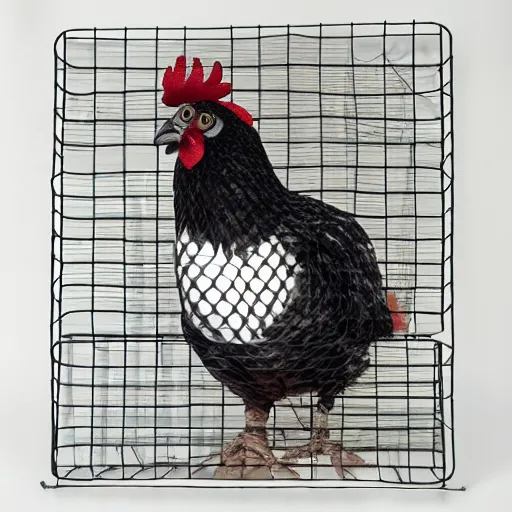 Image similar to barred Plymouth Rock chicken, studio!! lighting, dotted with white hearts!!