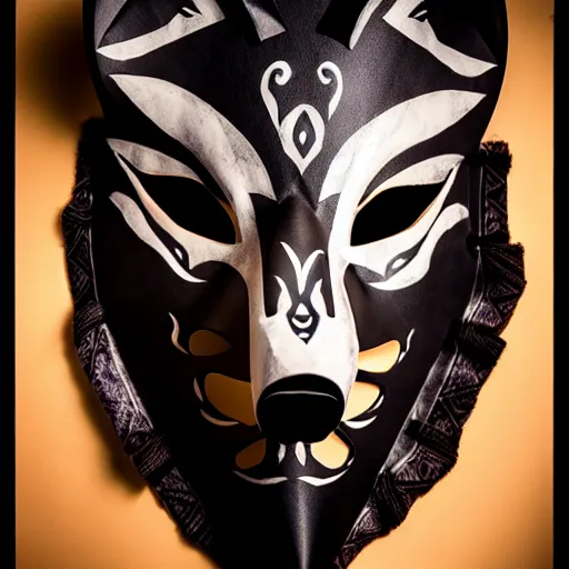 Image similar to mask of wolf - shaman, studio photo, lighting