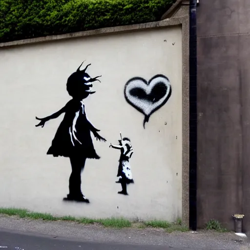 Image similar to wall with famous banksy graffiti