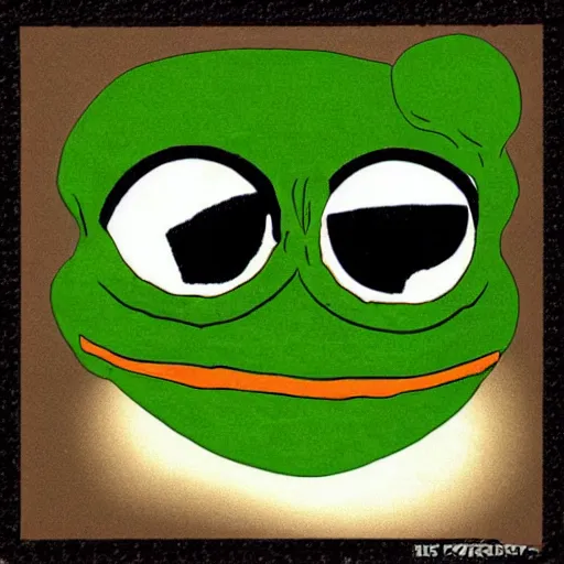 Image similar to pepe the frog, realistic old photograph