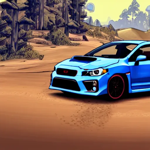 Image similar to a 2 0 1 9 wrx in the style of borderlands