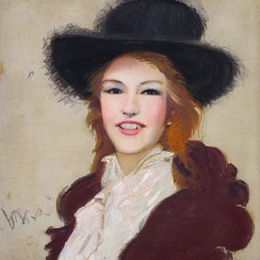 Image similar to portrait of a Parisian model, smiling