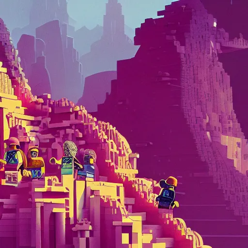 Image similar to lego ruins, sharp focus, james gilleard, moebius, print, game concept art, brush work, builders journey