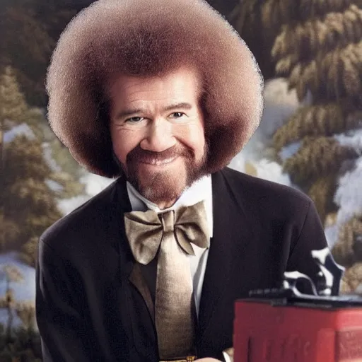 Prompt: bob ross as an evil dictator