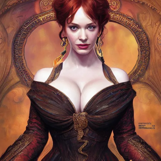 Image similar to christina hendricks on the cover of sports illustrated 1 9 6 5, fantasy, intricate, elegant, highly detailed, digital painting, artstation, concept art, matte, sharp focus, illustration, hearthstone, art by artgerm and greg rutkowski and alphonse mucha