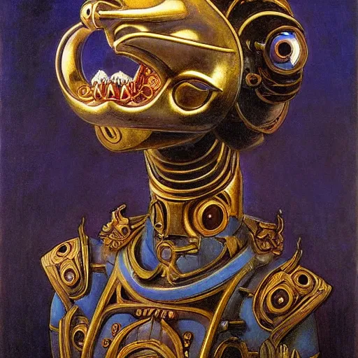 Image similar to beautiful sculpture of an ornate mechanical robot cat head, by annie swynnerton and diego rivera and nicholas roerich and jean delville, symbolist, dramatic lighting, god rays, elaborate geometric ornament, art brut, soft colors, smooth, sharp focus, extremely detailed, adolf wolfli and ( donato giancola )