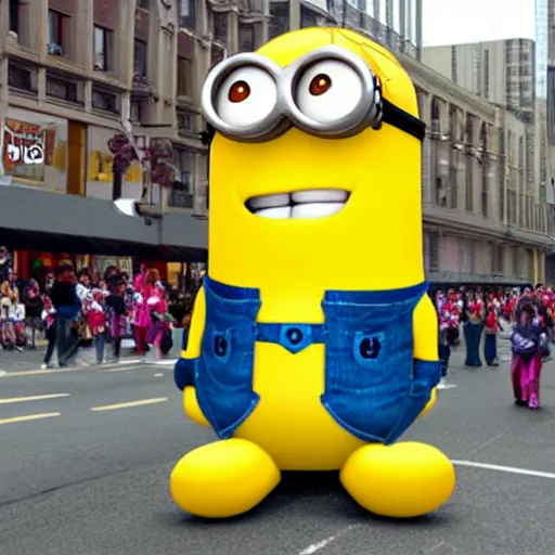 Image similar to minion macys parade float realistic photo