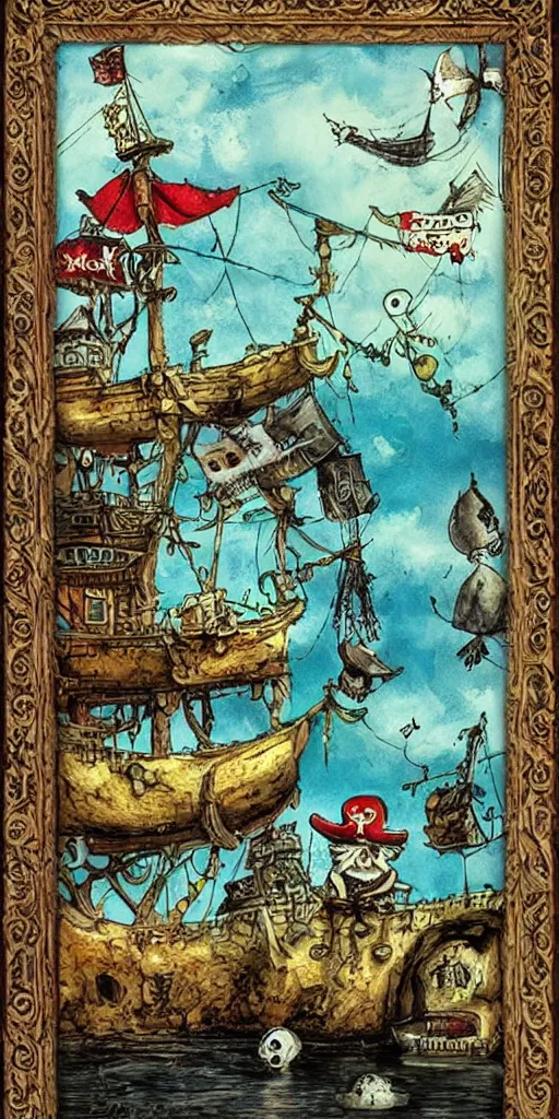 Prompt: a pirate summer scene by alexander jansson