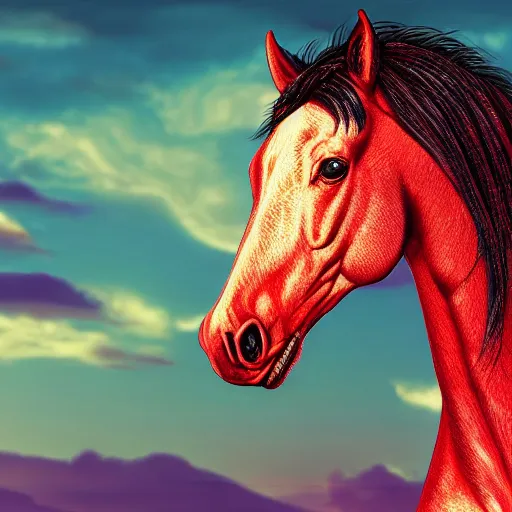 Prompt: digital horse, retrowave palette, highly detailed, anatomically correct equine, synth feel, smooth face, flowing mane, no reins, super realism, 4 k digital art