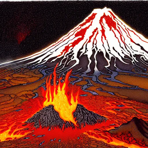 Image similar to poutine ( the canadian meal ) from ngauruhoe ( mount doom ), lava texture, char texture, volcano texture, fire texture, by alan lee, by john howe