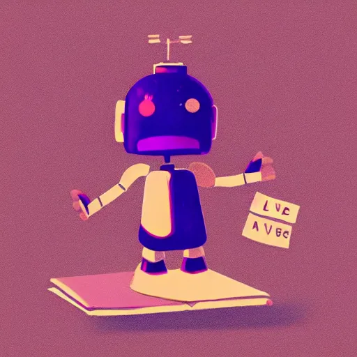 Image similar to a very cute tiny robot thinking about writing a love letter to her friend