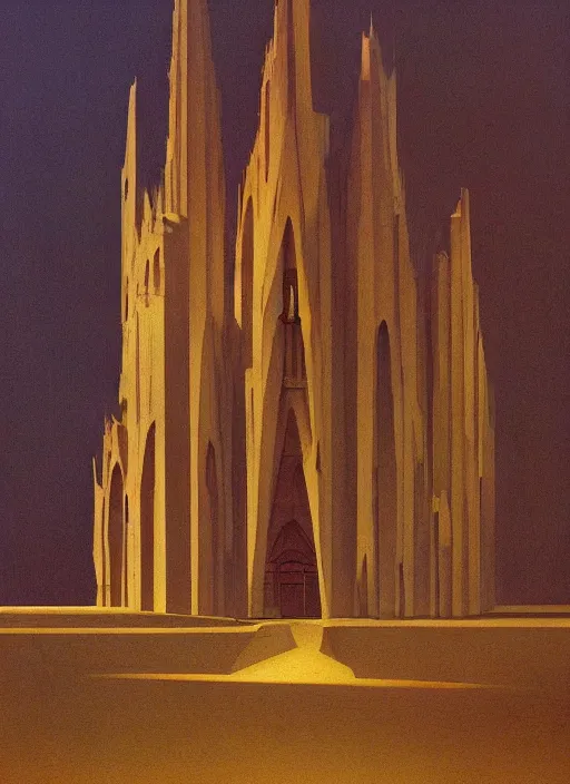 Prompt: crumbled paper bag cathedral Edward Hopper and James Gilleard, Zdzislaw Beksinski, highly detailed