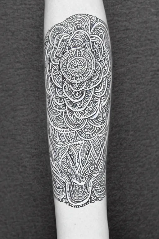 Image similar to a thin intricate lineart swirling tribal mandala design, black and white