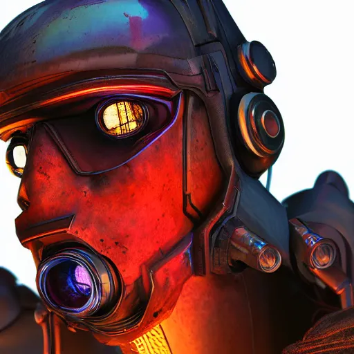 Image similar to cyberpunk helmet stylized borderland sci fiction vray render octane