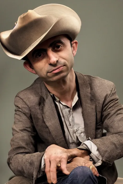 Image similar to Yuval Noah Harari as a cowboy