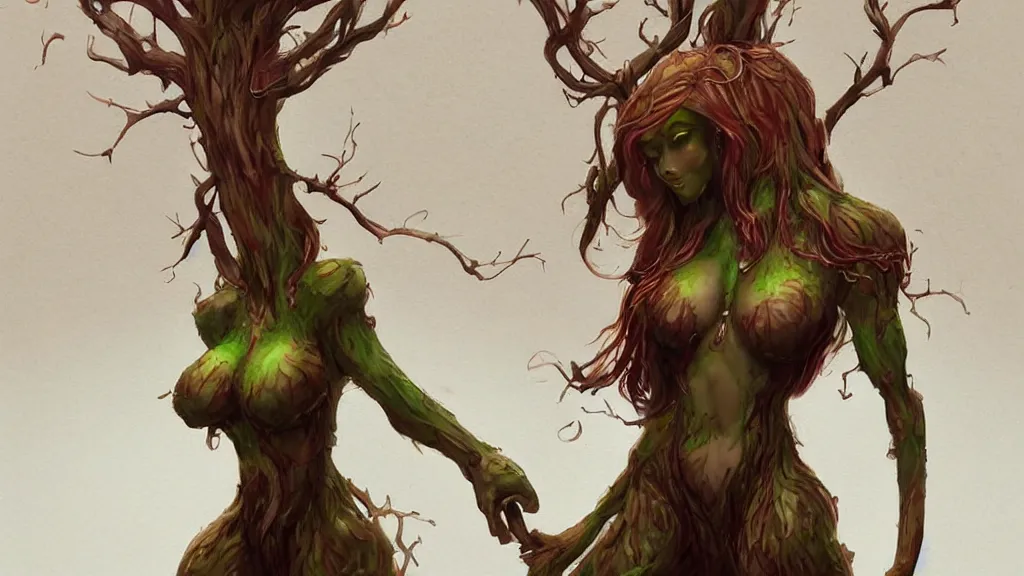 Image similar to a treant in the shape of a woman, fantasy artwork, award winning, very very very very very very very beautiful, artstation
