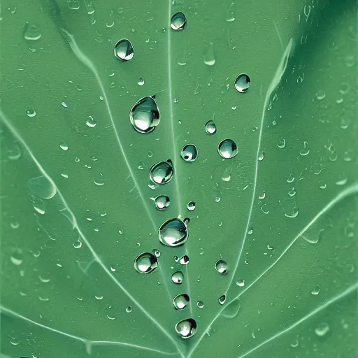 Image similar to Raindrops pooling together on a leaf, digital art