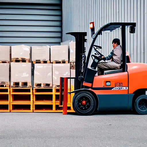 Prompt: a photo of a forklift on a warehouse dock