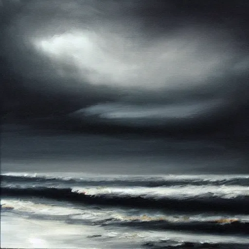 Image similar to “a storm oil on black canvas”