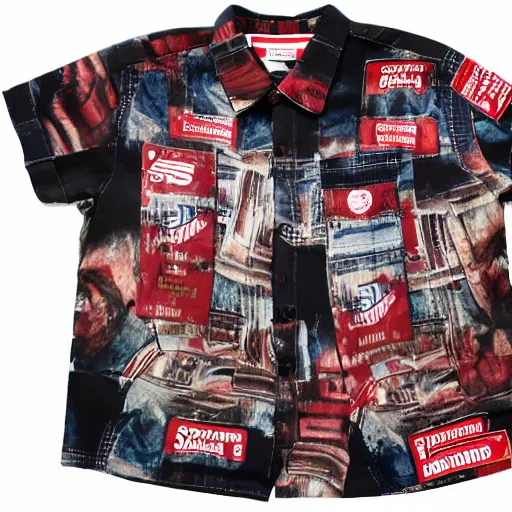 Image similar to short kid wearing a supreme shirt, detailed, studio