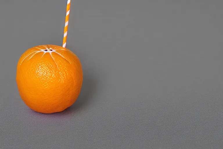 Image similar to bendy straw poking into an orange, photo, 4K