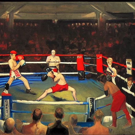 Image similar to a boxing match, by george bellows