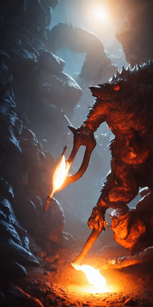 Image similar to a epic hero adventurer holding a torch in a dark cave, fantsy, concept art, artgerm, monster hunter world, 8 k realistic, radiant light, frostbite 3 engine, dof, cryengine, digital art, detailed background