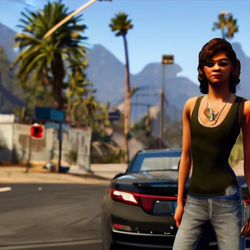 Prompt: zendaya as a gtav character