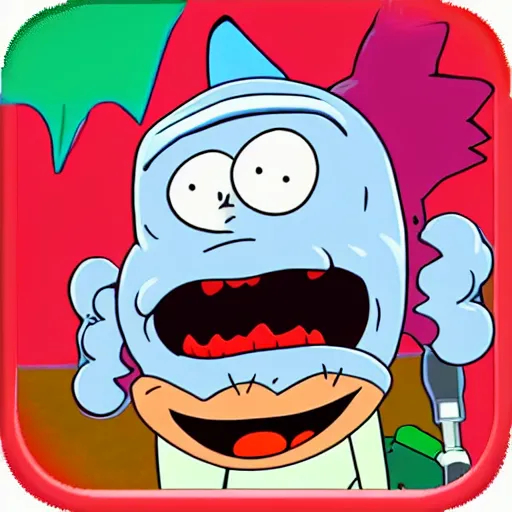 Prompt: evil amazing world of gumball rick and morty icon