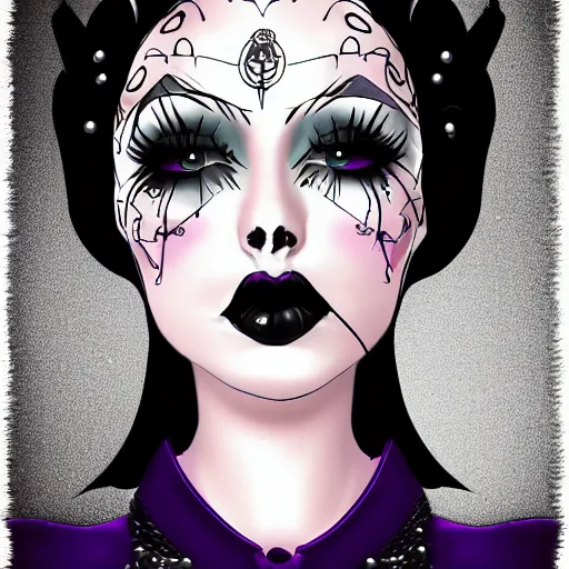 Image similar to goth punk princess, digital art