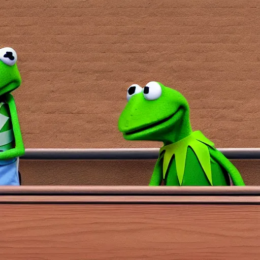 Prompt: kermit the frog in pixar movie style