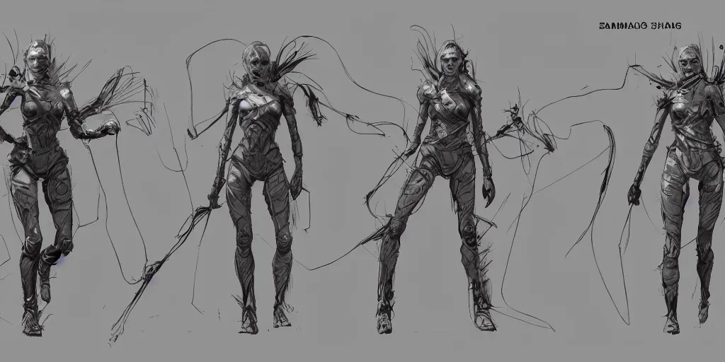 Image similar to samara weaving running cycle, character sheet, fine details, concept design, contrast, kim jung gi, greg rutkowski, trending on artstation, 8 k, full body, turnaround, front view, back view, ultra wide angle