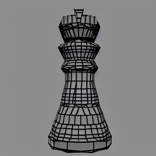 Image similar to chess piece wireframe mesh model, low poly, occult machine