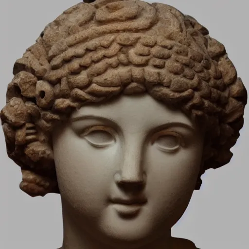 Image similar to realistic portrait of a female made of greek architectural ornaments