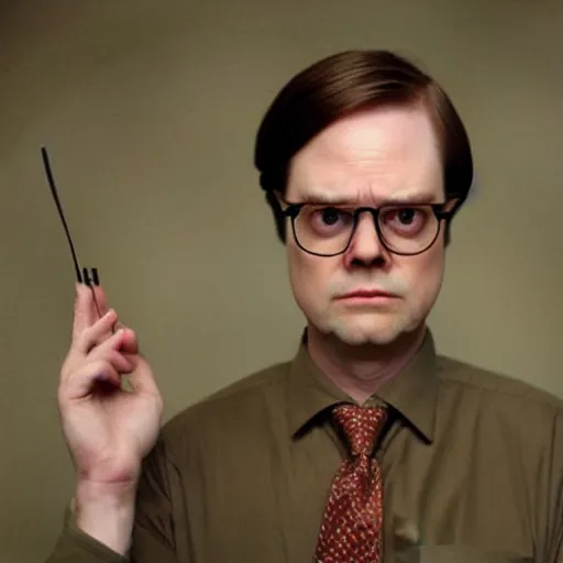 Prompt: Dwight Schrute character from the office as Wes Anderson style film