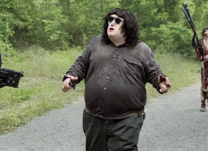 Image similar to film still of andy milonakis in the new walking dead tv series, 4 k