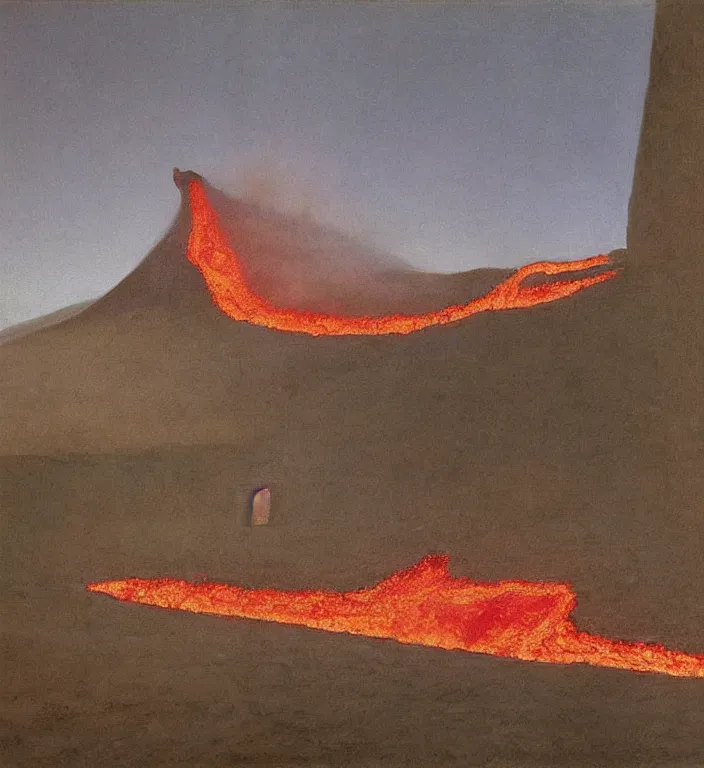 Image similar to active volcano in magnificent shopping mall, oil painting by edward hopper, zdislav beksinski, wayne barlowe