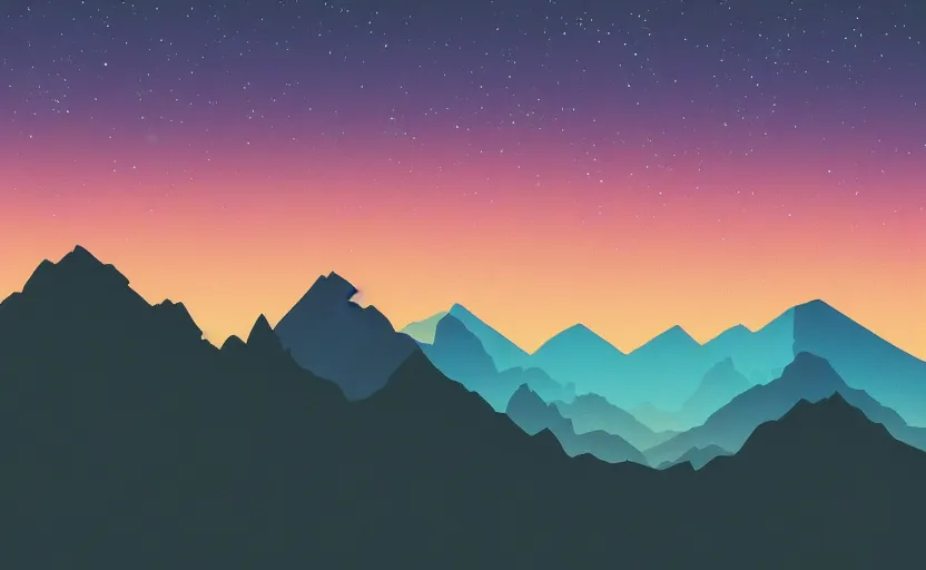 Image similar to beautiful mountain landscape, vaporwave, sunset