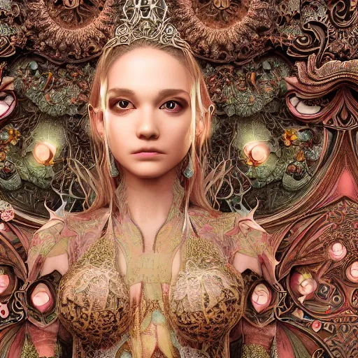 Image similar to wonderful princess of fractals, hyper detailed, background intricate and detailed, ornate 8 k gorgeous intricate detailed, octane render