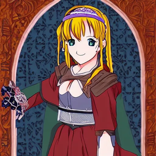 Prompt: beautiful medieval anime girl