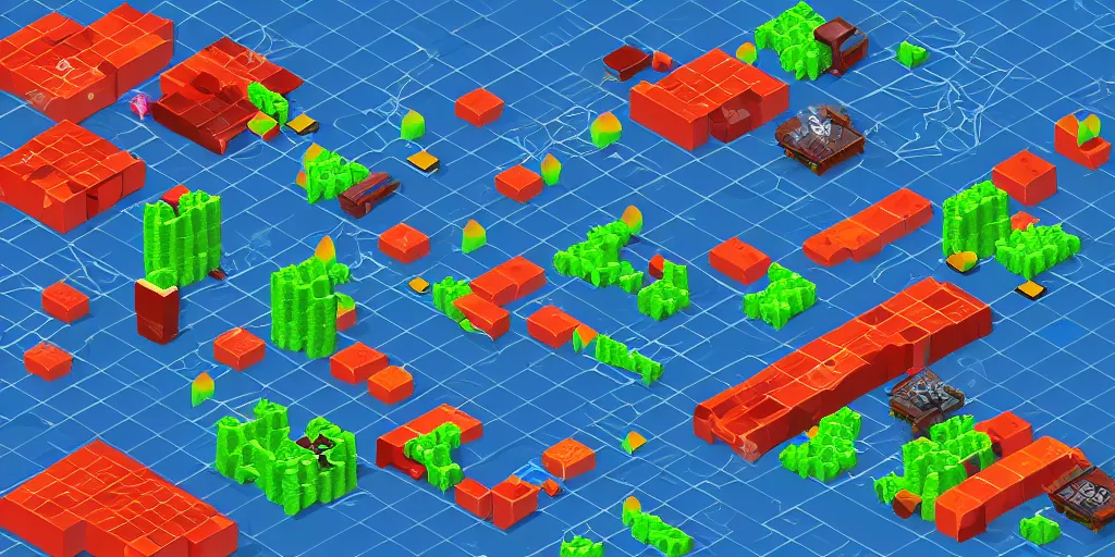 Image similar to isometric shoot em up, isometric, arcade, pixel graphics, tube display filter